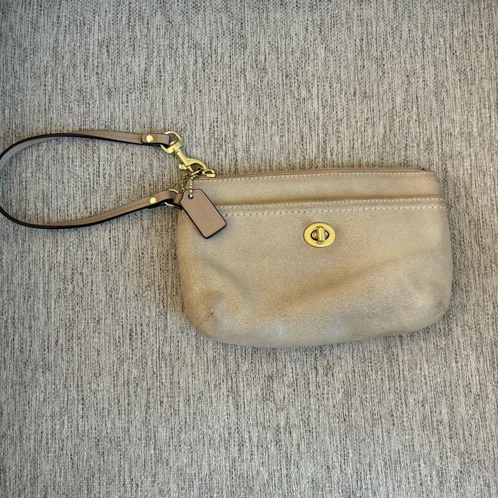 Coach Tan Soft Suede Wristlet